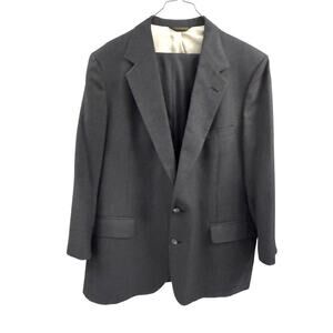 VTG Johnny Carson 46 R Wool Charcoal Gray Pinstripe 2 Button 2 PC Suit 41/29